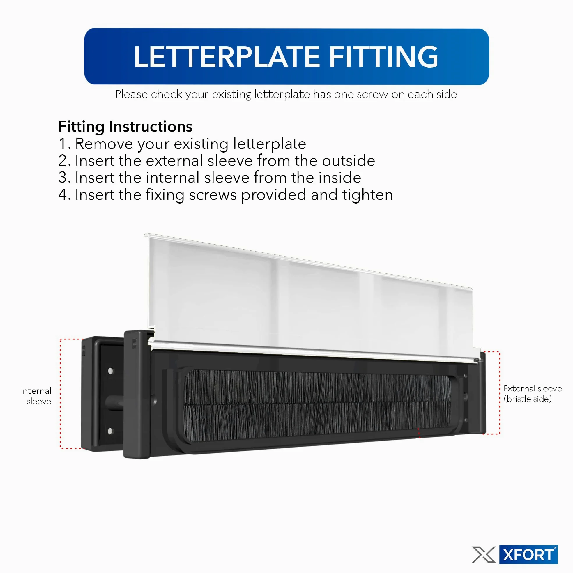 UAP MailPlate entourer 12 pouces : Boîte aux lettres en blanc pour porte d'entrée, boîte aux lettres télescopique pour portes en PVC d'une épaisseur de 40 à 80 mm.