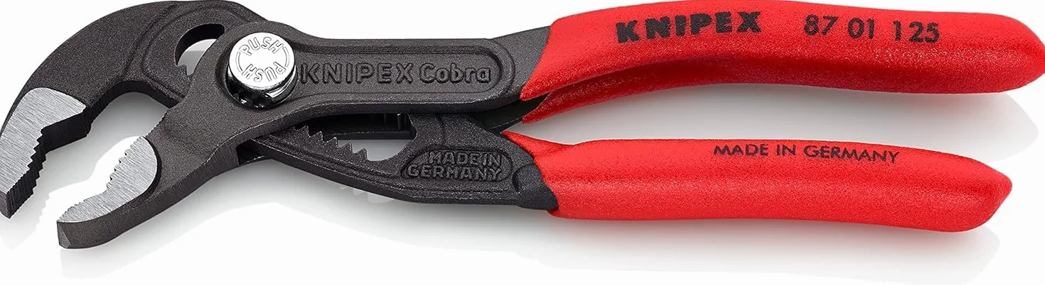 KNIPEX Cobra Pince multiprise de pointe sur carte LS gaines PVC anti-dérapantes 125 mm, 87 01 125 SB