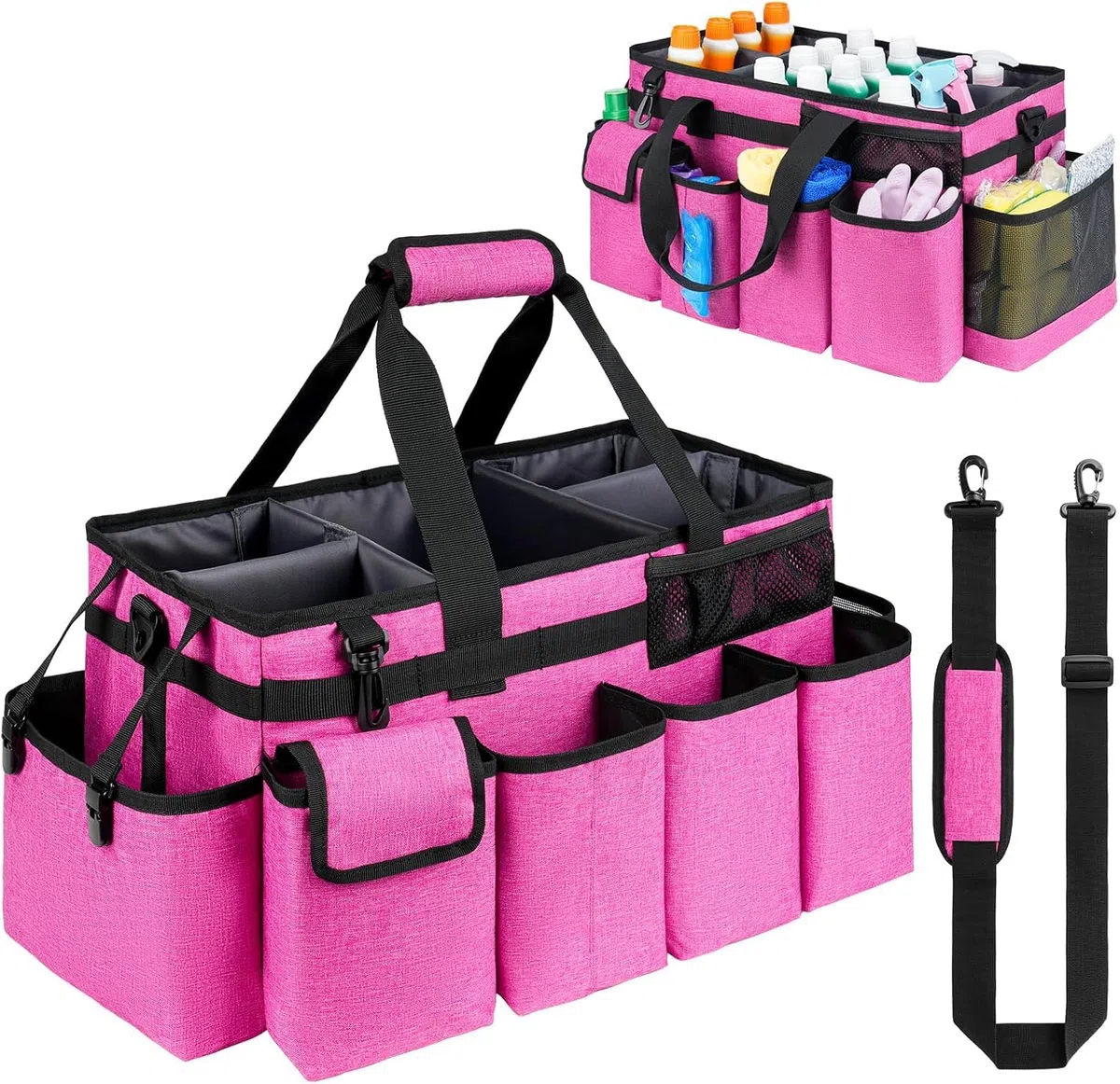 Sac de nettoyage XL avec poignée pour femmes de ménage, noir