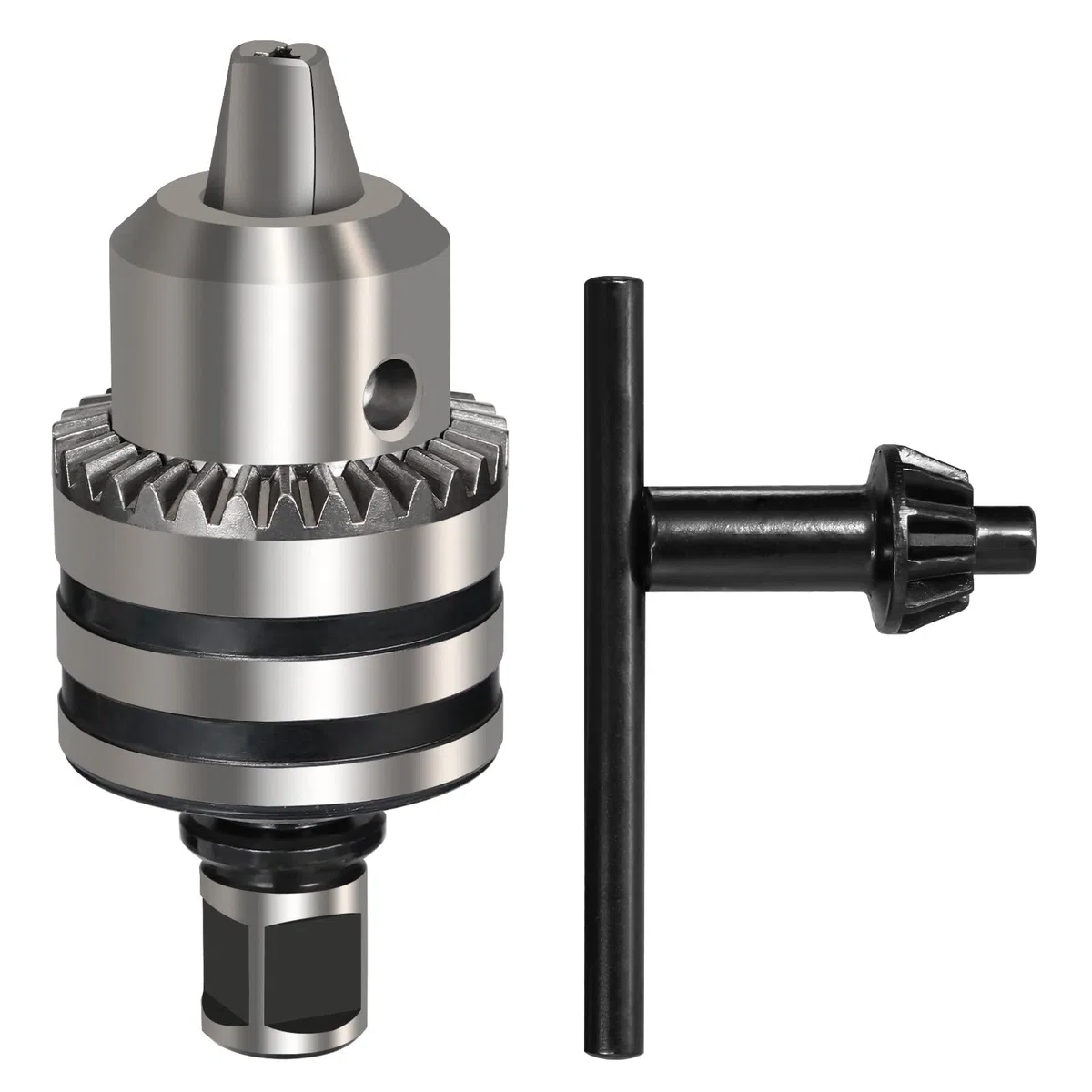 Mandrin à couronne dentée 3-16 mm, mandrin B16 avec clé de mandrin, adaptateur de mandrin avec tige Weldon de 19 mm, accessoires de tour pour perçage