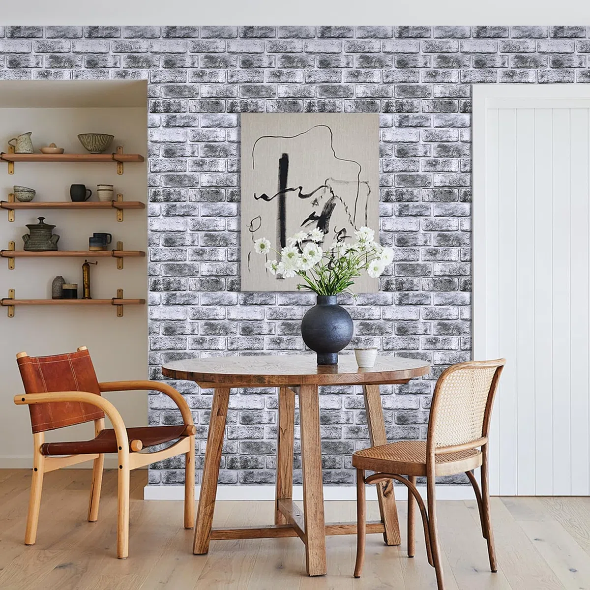 Commomy Panneaux Muraux 3D Fausse Brique Murale, Panneau Mural Décoratif Revêtement Mural, 10 Pièces, 30x30 cm, Dalle PVC Adhesive Murale Pour Salon Chambre à Coucher Cuisine Décoration Intérieure