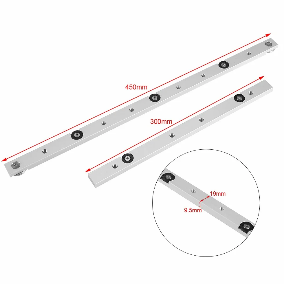 Barre d'onglet en Alliage d'aluminium Mitre Bar Rail Mitre Guage Bar Slider Table Scie Jauge Tige Bois Outil de Travail menuiserie(450mm)