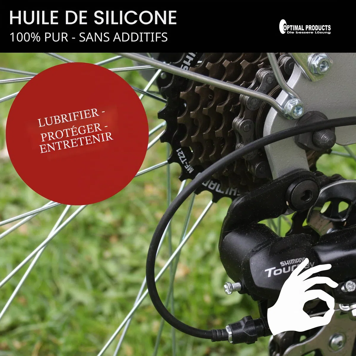 Optimal Products Huile de silicone 1 l I Silicone pur sans odeur I Huile lubrifiante pour métaux, plastiques et caoutchouc I 1 litre 100 cst