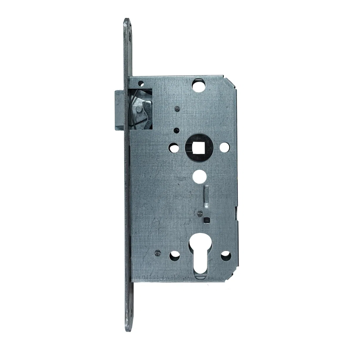 FELGNER serrure à encastrer pour cylindre profilé | serrure de haute qualité à cylindre à pêne | 2 tours | coffre de 55 mm | DIN gauche | platine arrondie - largeur 20 mm