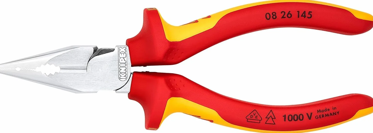 Knipex Pince universelle multifonctions chromée isolées par gaines bi-matière, certifiées VDE 145 mm, 08 26 145
