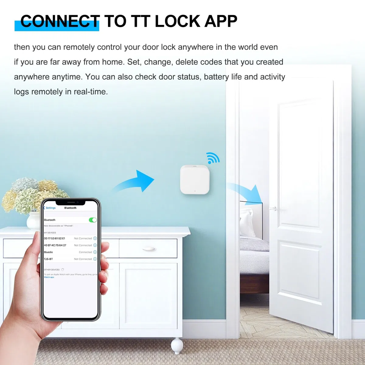 WiFi Fingerprint Password Serrure de porte électronique intelligente Pont domestique Ttlock App Control Hub