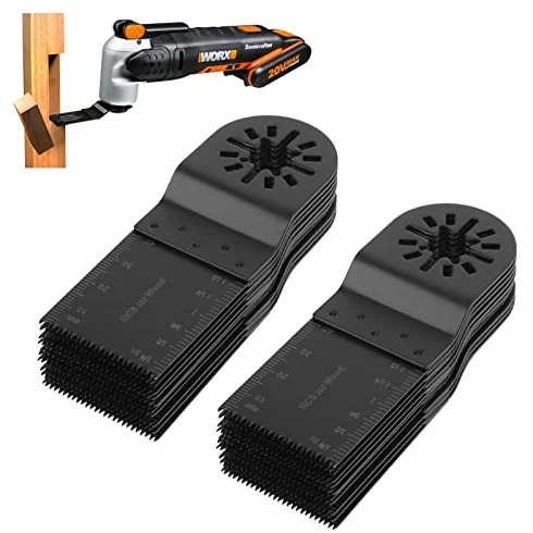 20 pcs 34mm Outil Multifonction Lames Lame Oscillante, lames skill multifonctions en Acier au Carbone, Marqueurs de profondeur intégrés, DIY pour Scier Couper Racler Façonner Polir
