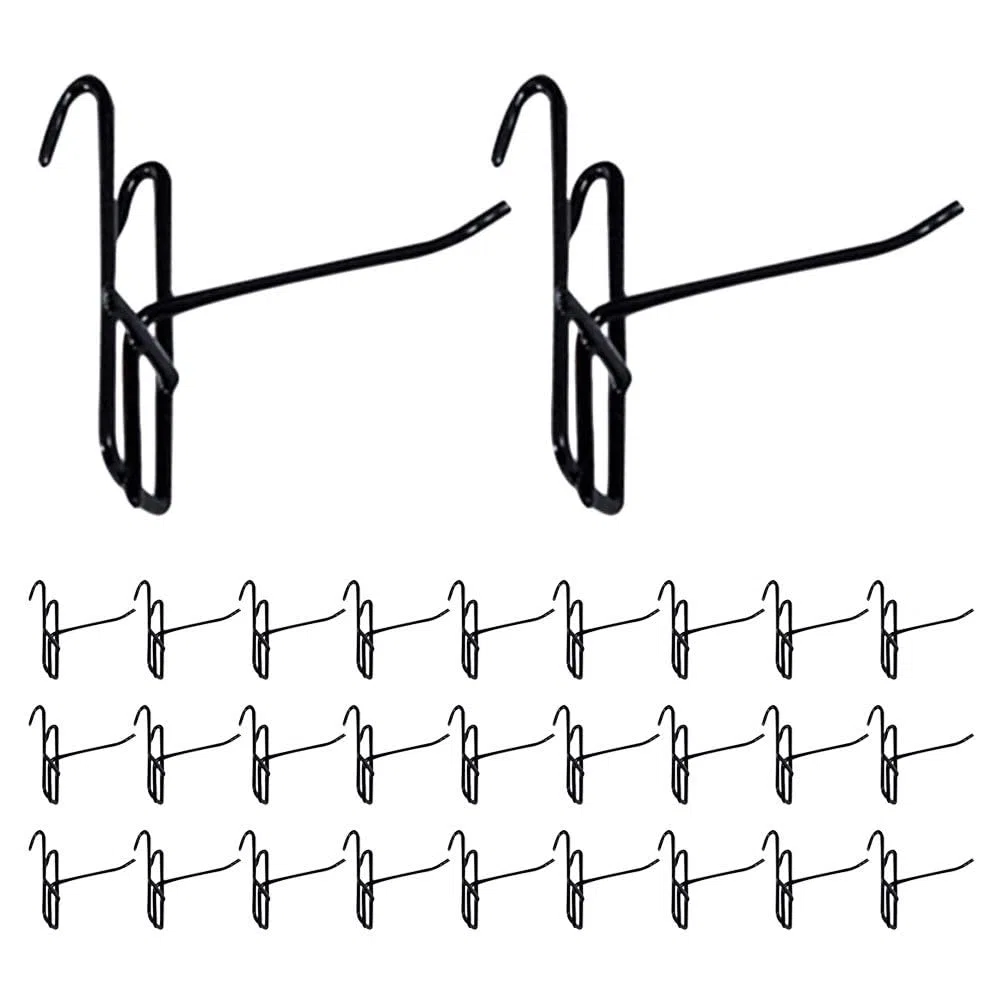 STOBAZA 50 pièces Crochets Métalliques Noirs pour Grille Exposition Crochets Robustes pour Étagères Métalliques Panneaux à Grille et Pegboard Support pour Outils Bijoux et Accessoires
