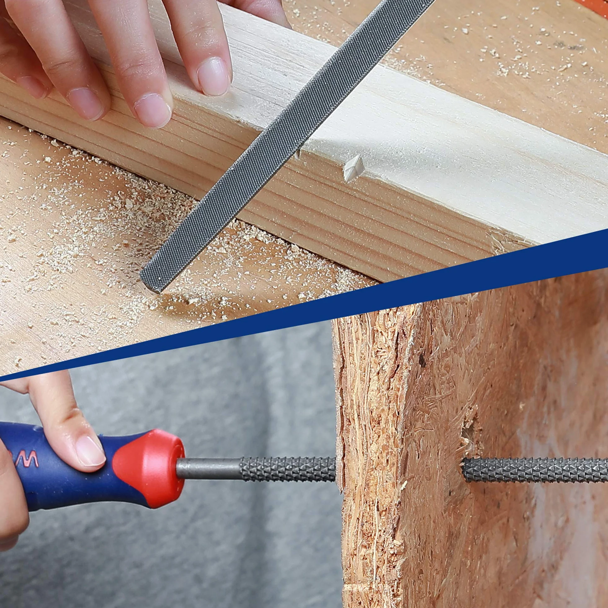 WORKPRO Jeu de 6 Limes Genève et Râpes 318mm, Lime Plate/Ronde/Demi-ronde/Triangulaire pour Bois, Métal, Cuir, Plastique