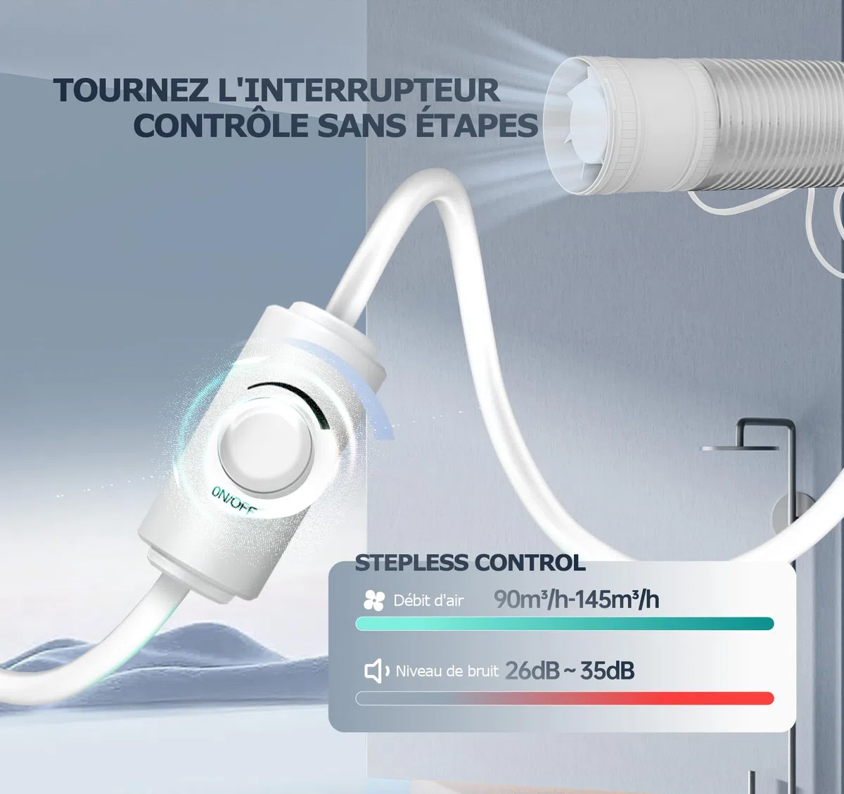 Extracteur d'Air 100 mm à Vitesse Réglable, Compact Ventilateur Silencieux et Puissant, Aérateur d Air avec Protection Contre la Surchauffe, VMC Salle de Bain Cave Garage Tente