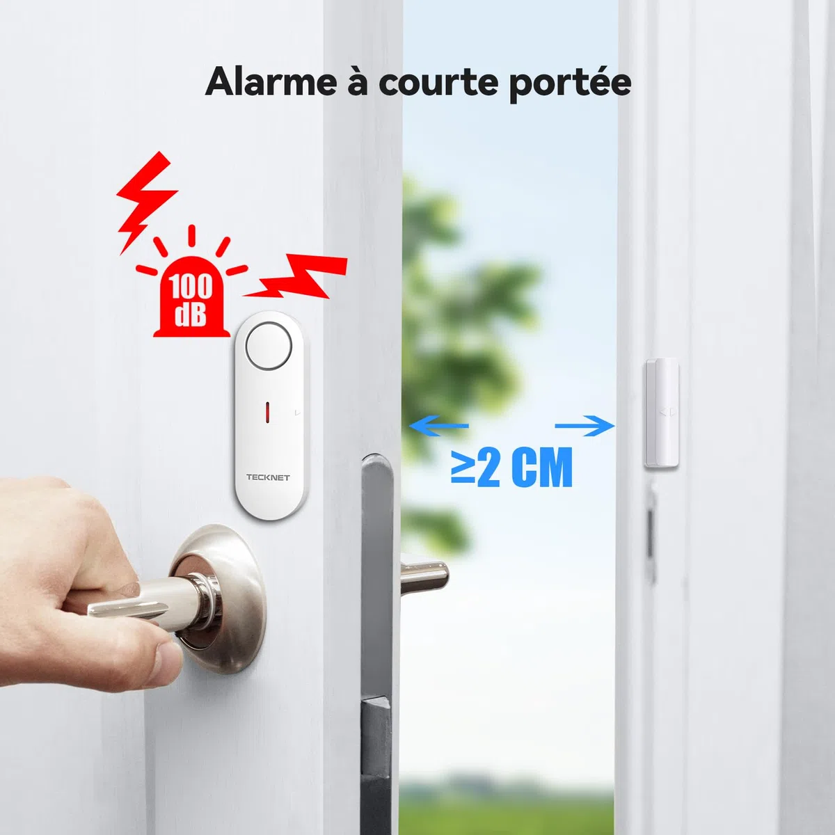TECKNET Alarme Porte et Fenêtre sans Fil, Alarme et Carillon 2 en 1, Contrôle du Volume à 3 Niveaux, Systeme Alarmes Maison, Alarmes Antivol sans Fil pour la Maison, Le Magasin, Le Bureau (6 PCS)