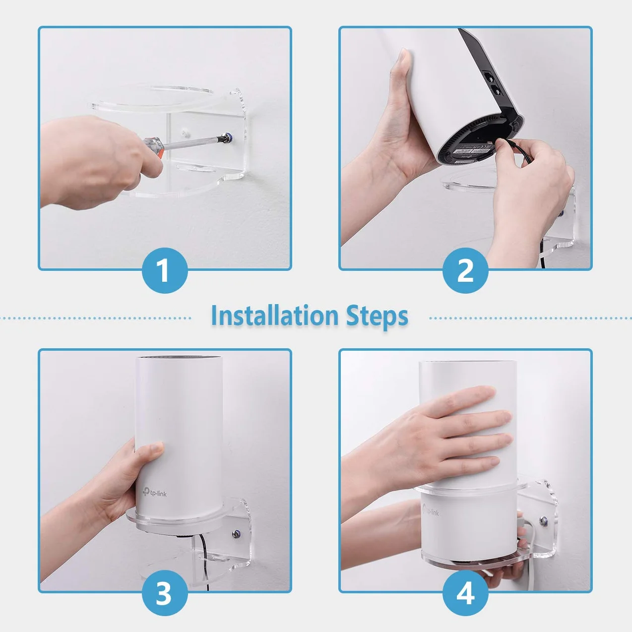 HOLACA Lot de 2 supports muraux pour système WiFi TP-Link Deco M4/E4/S4/S7/P9 pour toute la maison, support de gestion des cordons pour Deco M4 sans fils désordonnés, support mural robuste Deco M4 P9