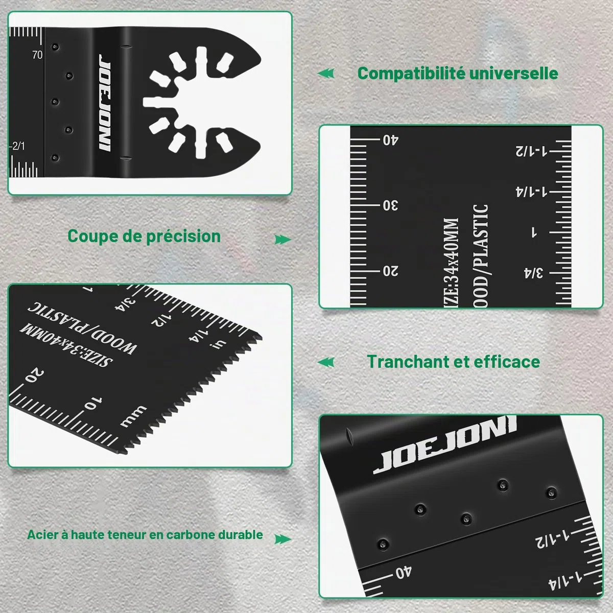 Lot de 53 lames de scie multitool, Lames de scie oscillantes universelles, Ensemble d'accessoires pour outils multifonctions, Lames pour outils oscillants pour Fein Multimaster, Milwaukee