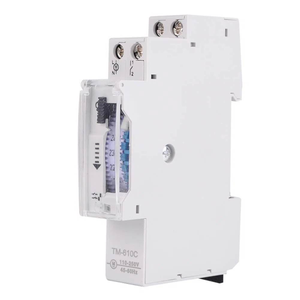 Interrupteur Horaire 1 Module TM610C – Interrupteur de Synchronisation Intelligent sur Rail 1P de Haute Précision pour éclairage Public et d'usine, 220 V AC, Intervalle Minimum de 15 Minutes