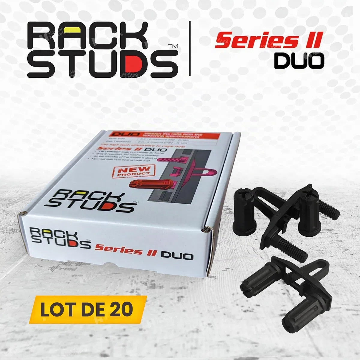 DUO20 Solution de montage en rack 1RU série II - Alternative aux vis et écrous traditionnels ppour rack et vis pour rack de serveur pour l'installation de matériel de serveur - 20 Paquets, Universelle