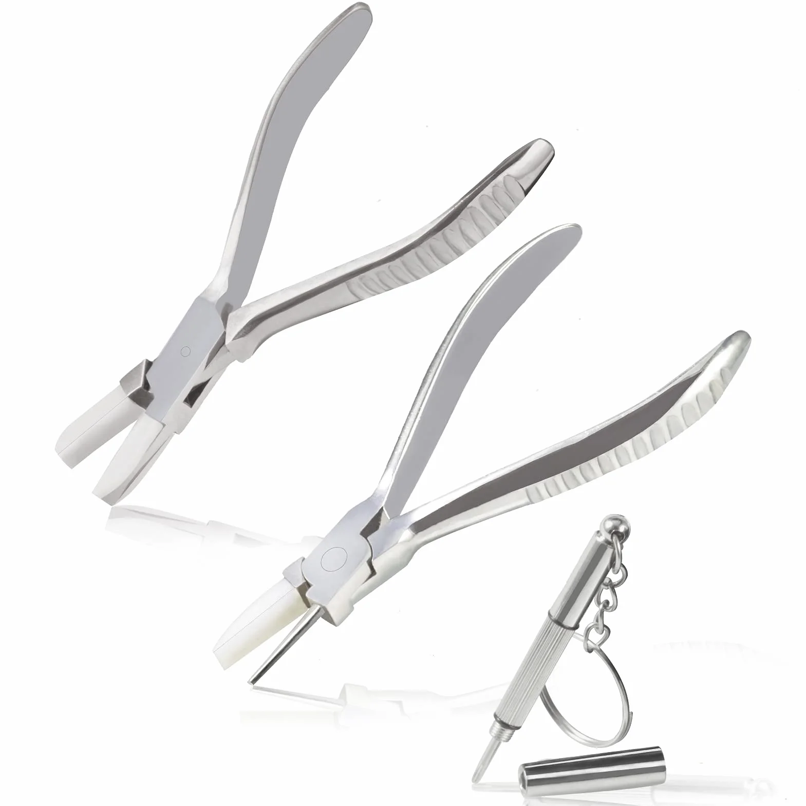 LEONTOOL Ensemble de pinces à mâchoire ronde et plate en nylon pour lunettes de vue - Outil de réparation de lunettes