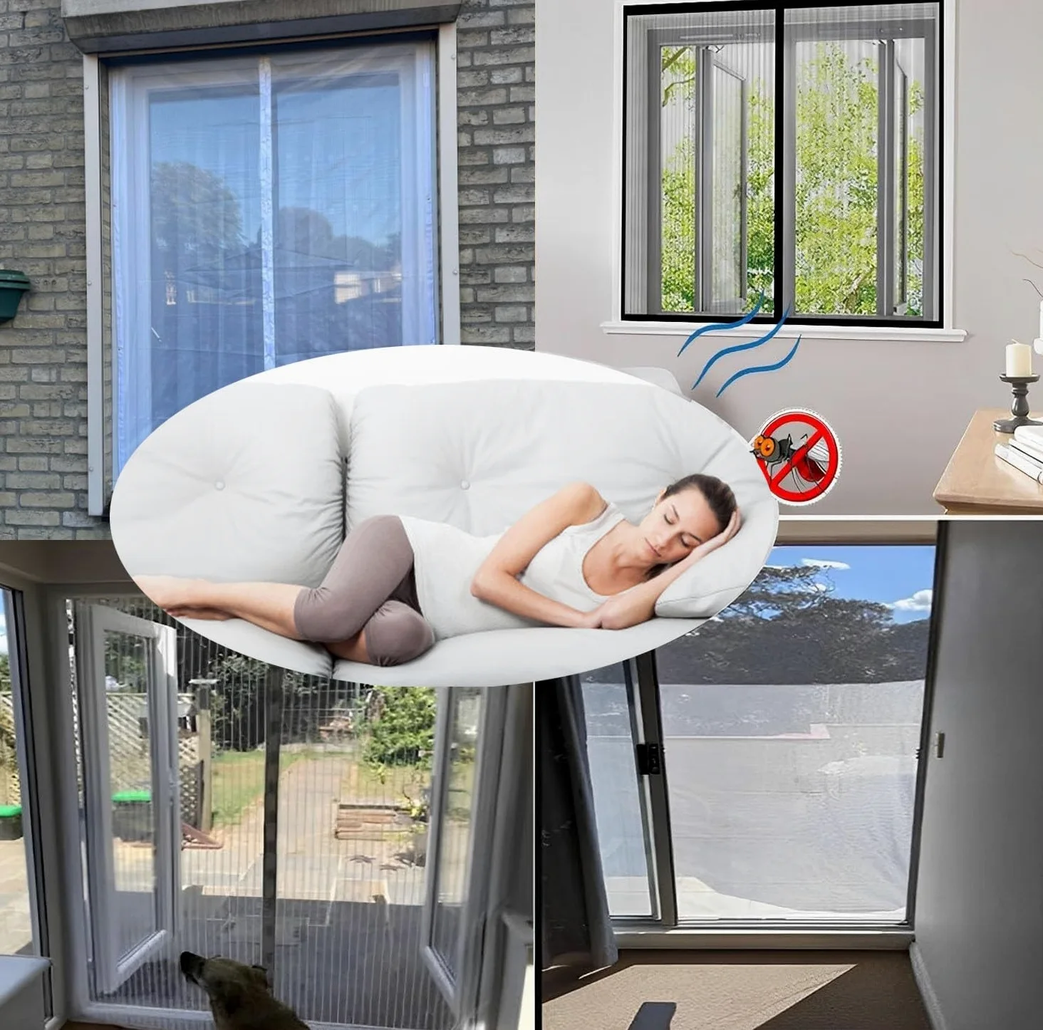 Rideau Magnétique Anti-Insectes 125 x 112 cm Moustiquaire Fenêtre Universelle Automatiquementfermé Rideau Anti Mouche pour Window and Door, Blanc