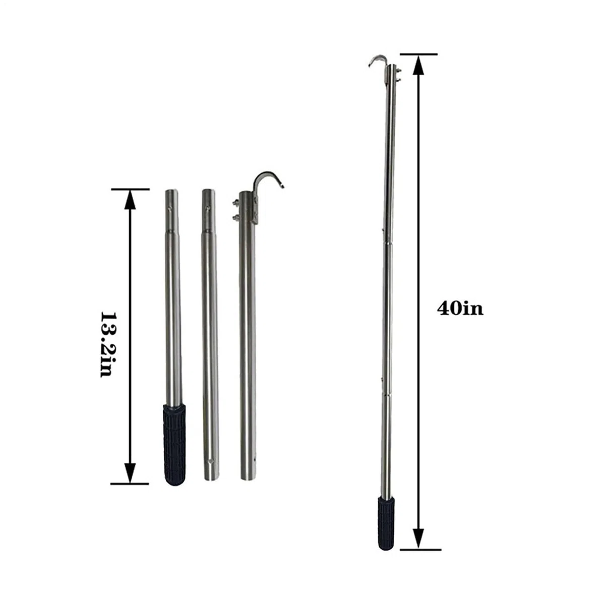 Ouvre-mât de fenêtre et échelle de avec Crochet, 101,6 cm, Crochet à Tirer Le Bas, Crochets et poteaux en Acier Inoxydable pour fenêtre de vantail ou de Veluxs, Trappe de loft