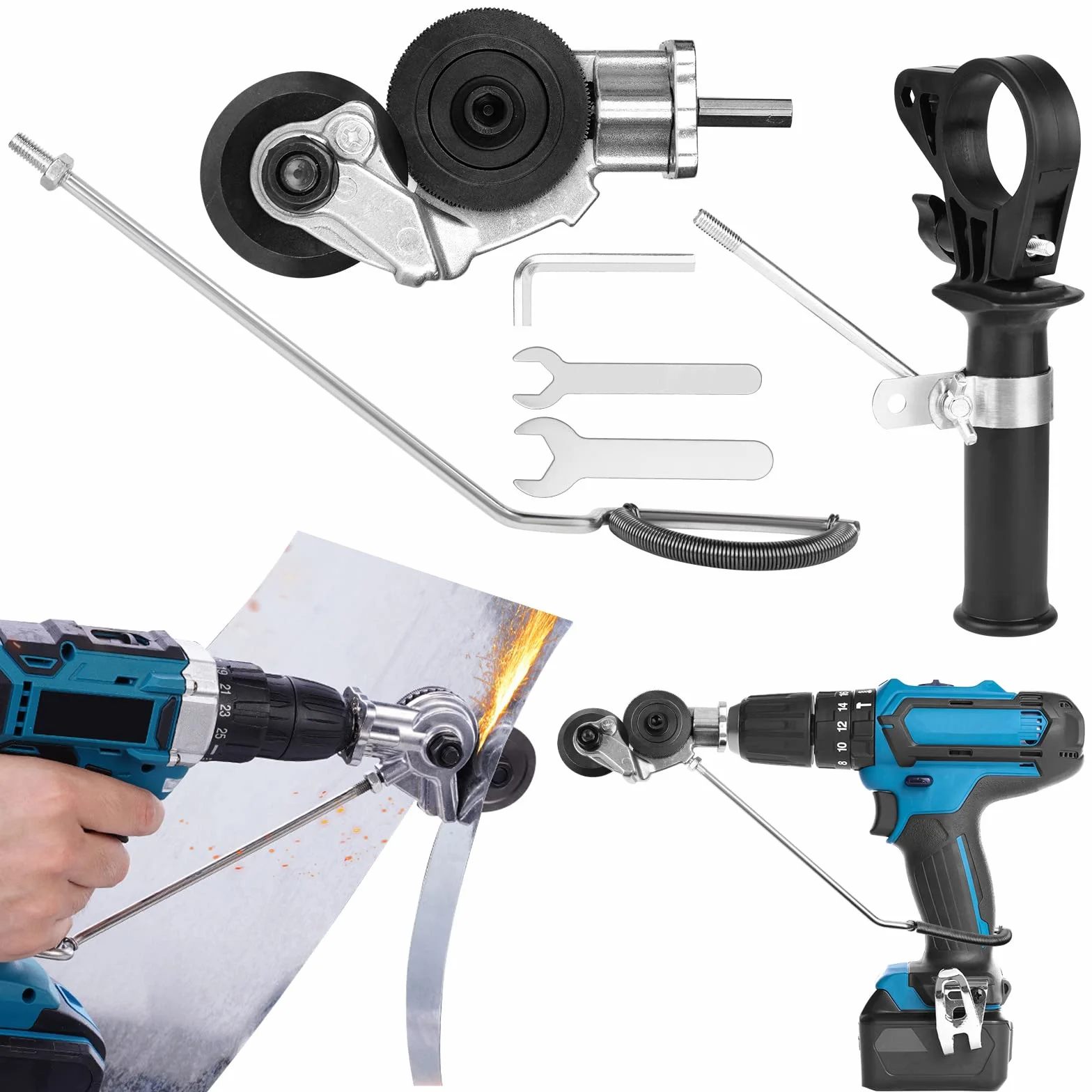 Grignoteuse Électrique en Métal, Grignoteuse Portable en Tôle de Métal à Double Tête, Accessoire Grignoteuse Métal Bricolage, Coupe-tôle en Métal pour Couper la Tôle de Métal