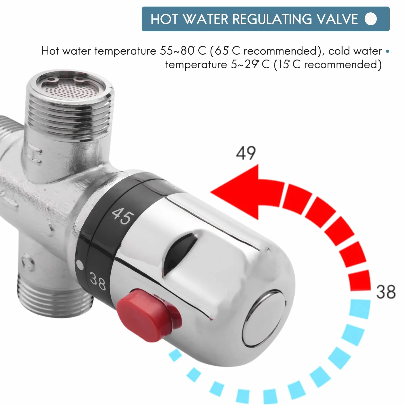 UrbanNest Vanne de Mélange Thermostatique à 3 Voies en Cuivre - Chauffe-Solaire de 3/4 Pouce pour Régulation de la Température