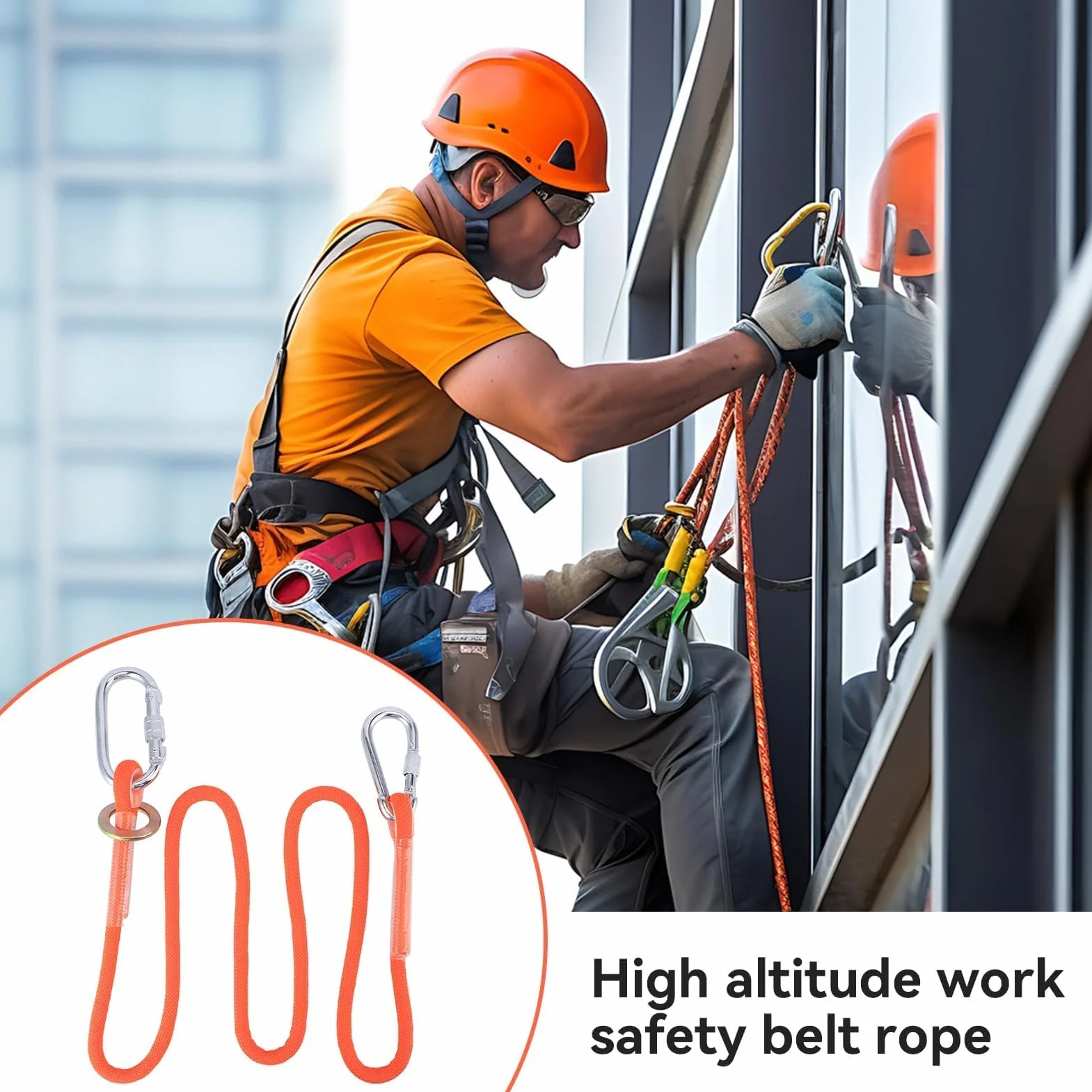 HERCHR Longe De Protection Contre Les Chutes, 1,6 M Petite Boucle De Ceinture De Sécurité pour Travaux Aériens