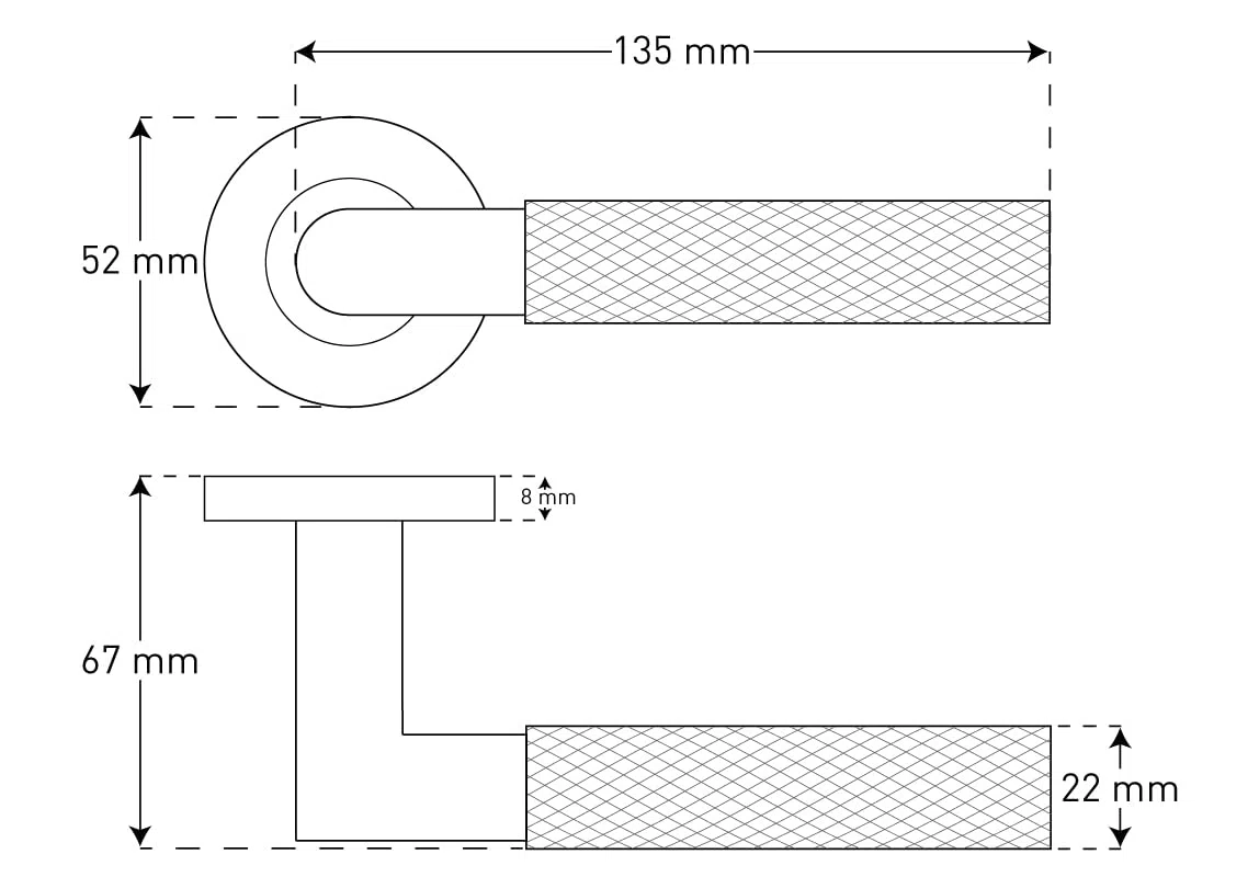 ERGO line BAUHAUS Poignée de porte d'intérieur, acier inoxydable, pour les portes de salle de bains, paire de poignées de porte sur rosaces rondes, garnitures de porte, poignée