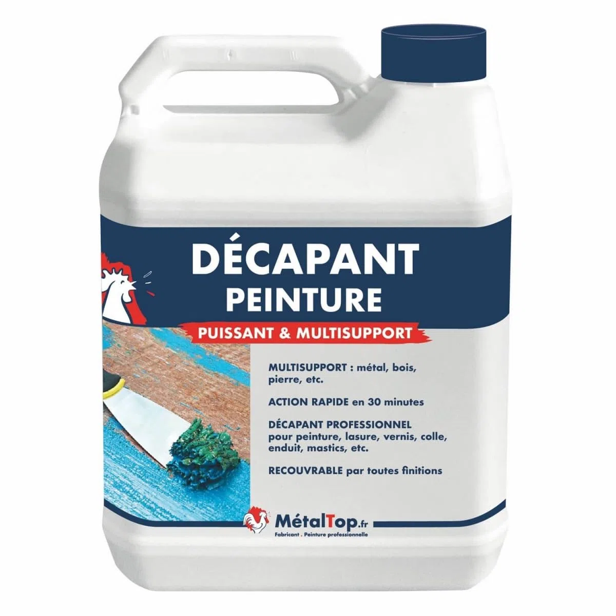 Metaltop - Decapant Peinture - 1 L - Enlève peinture, vernis et lasure sur toutes surfaces bois, métal, plastique, etc