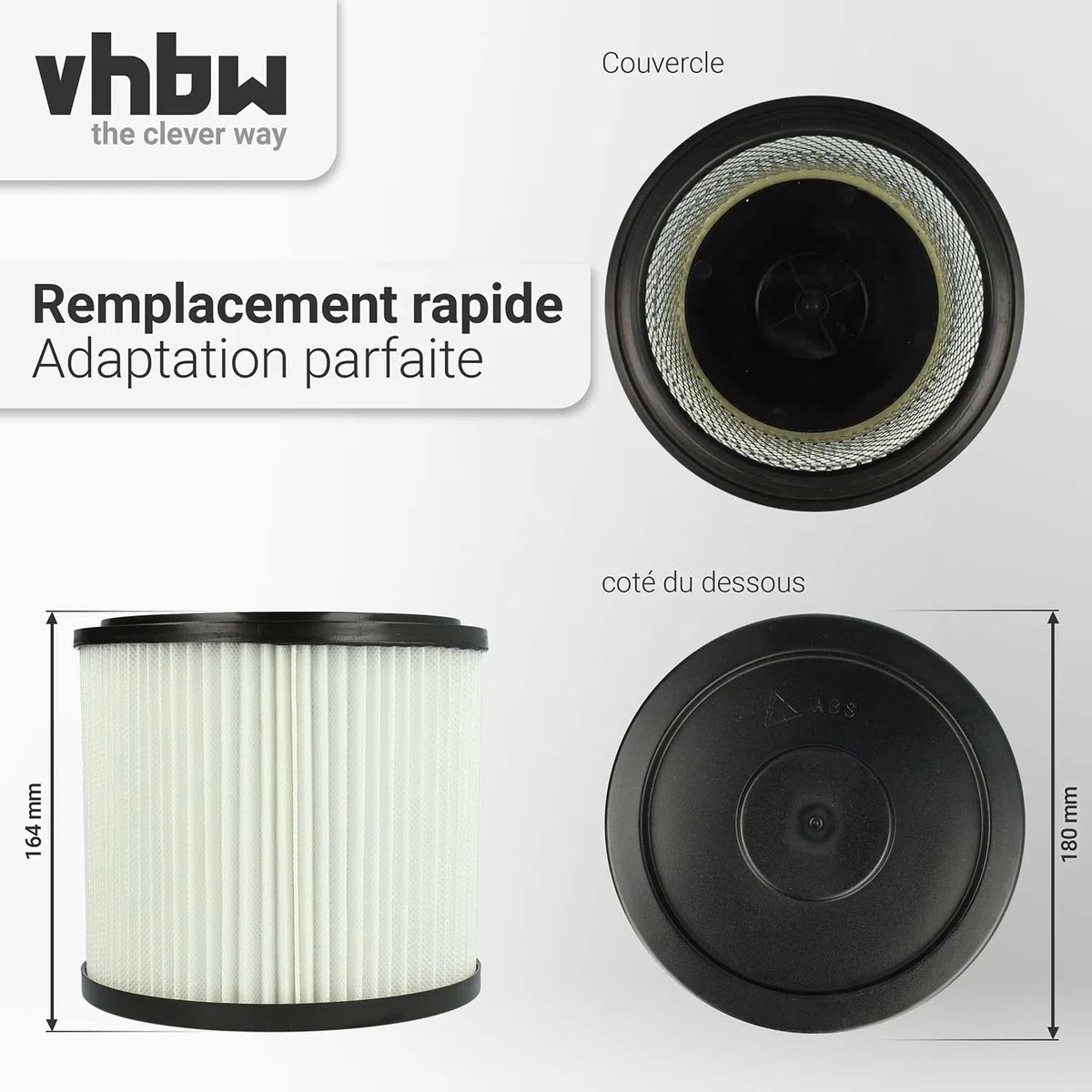 vhbw 2x filtre plissé compatible avec Parkside PNTS 30/7(E/S) | 30/8(E/S), 30/9(E/S), 35/5(E/S) aspirateur - blanc