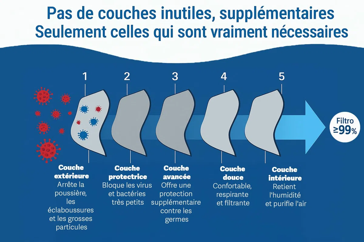 30 Masque FFP3 Certifiés CE, Masque 5 Couches Sans Valve, Masques de Protection Adulte contre les Poussières et les Particules, Masques de Protection Respiratoire Filtrant BFE≥99, 30 Pièces