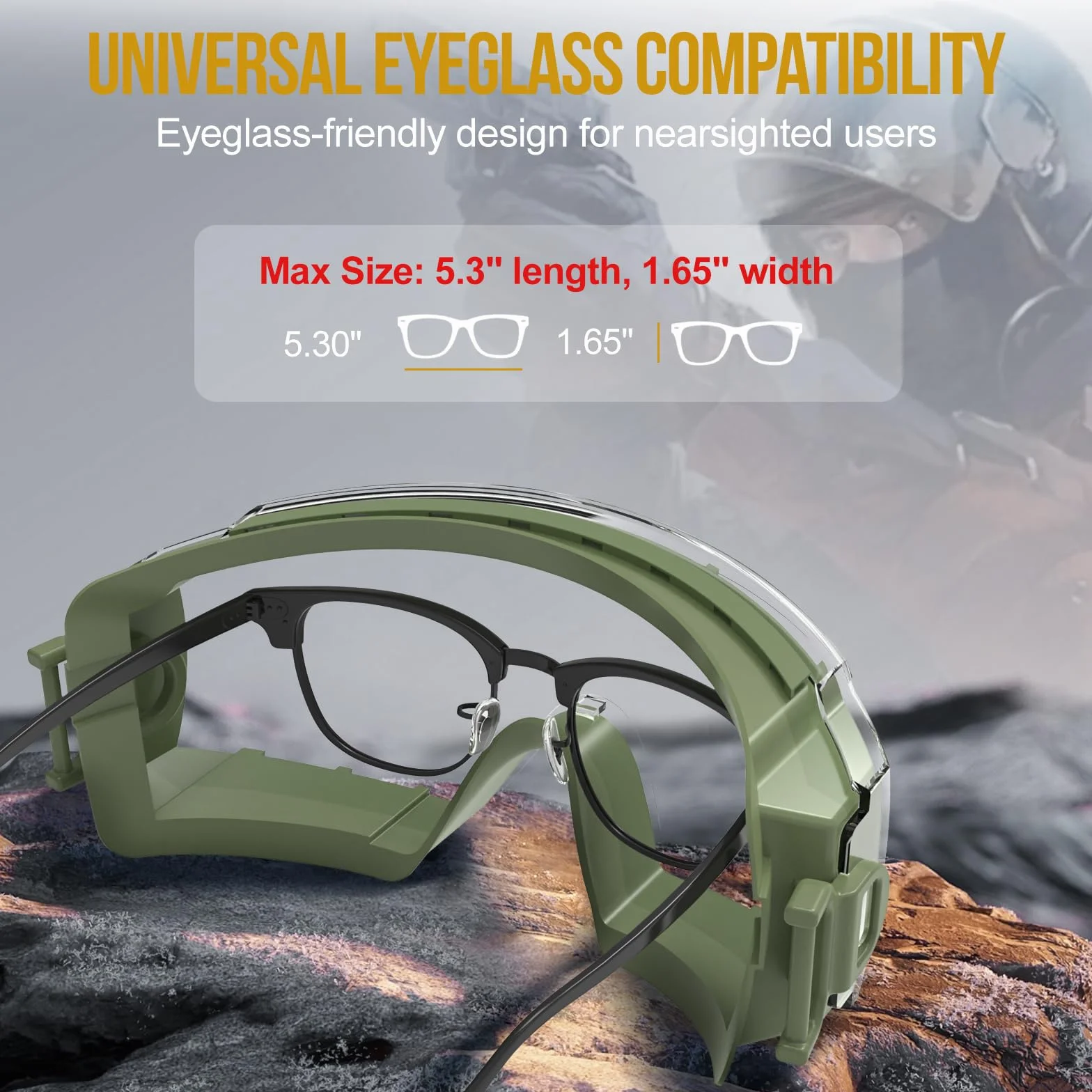 OneTigris Lunette de Protection Travail, Surlunettes de Sécurité Anti-buée, Certifiées CE EN166, Lunette Airsoft pour Porteurs de Lunettes, Chantiers, Laboratoires