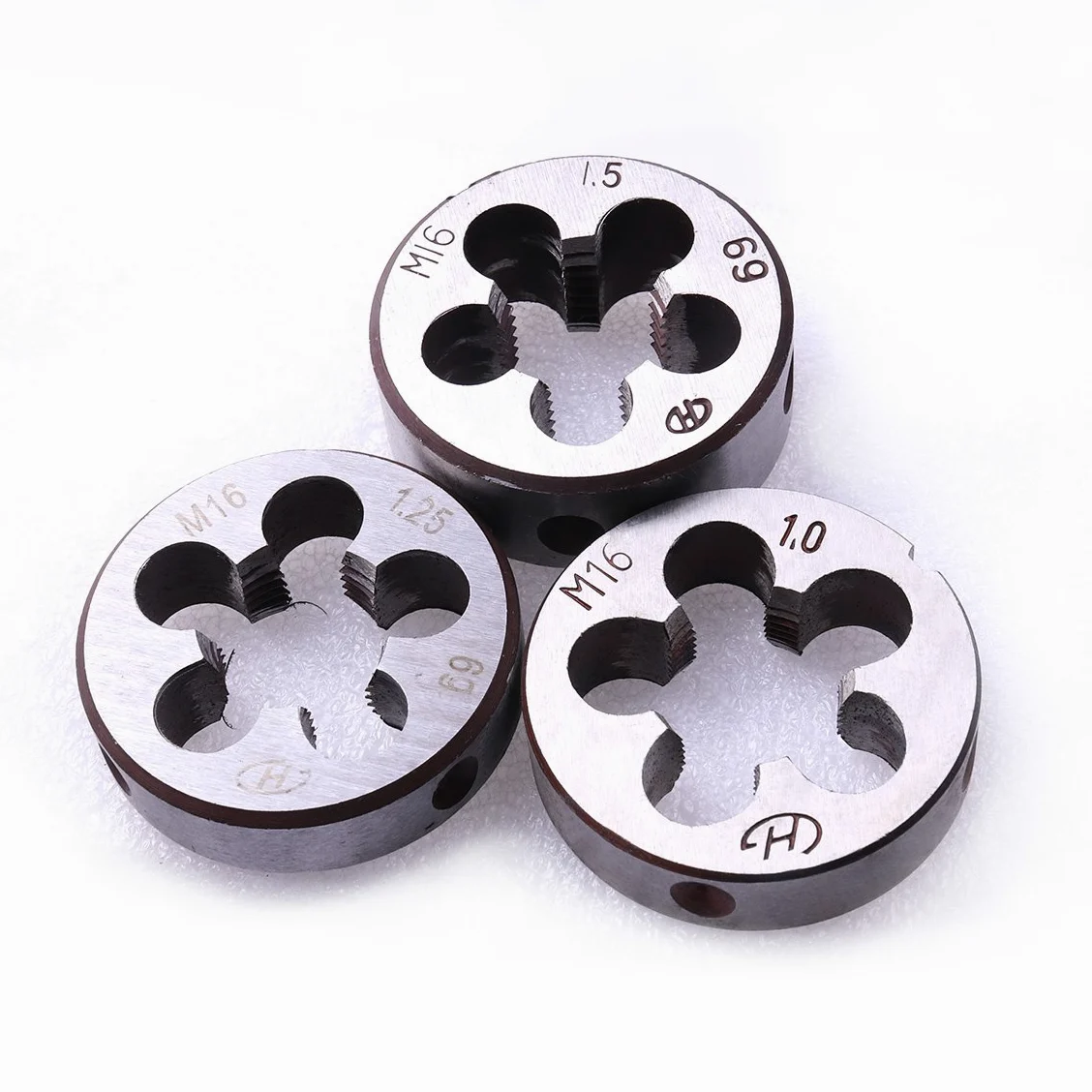 ATOPLEE Filières métriques， 3 pcs HSS Filetage métrique Die M16 x 1 mm M16 x 1.25 mm M16 x 1.5 mm