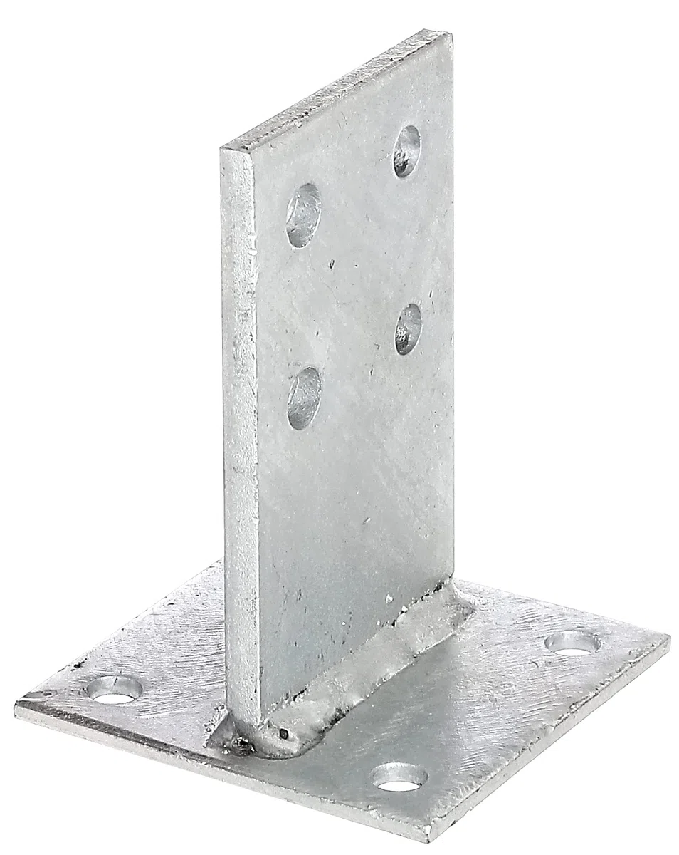 Alberts 215538 Ancre de poteau en T | à visser ou à sceller | galvanisée à chaud | taille de la traverse 130 x 80 mm
