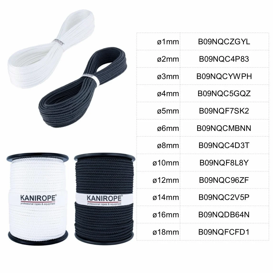 Corde Cordage en Polyester 1mm 100m Blanc Tressé PES multifilament