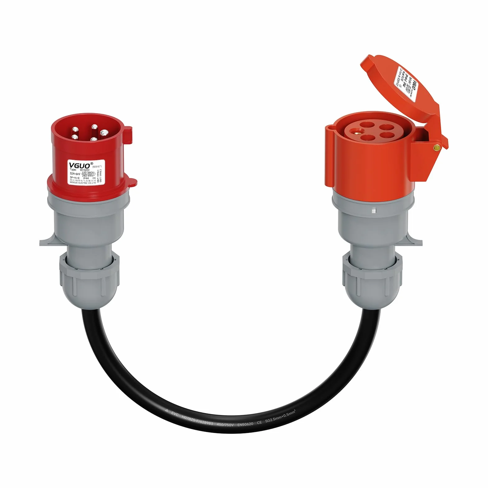 Adaptateur CEE 16A vers 32A, Prise CEE 16-32A/400V Triphasé, Etanche IP44 pour Rallonge Electrique, EV Chargeur