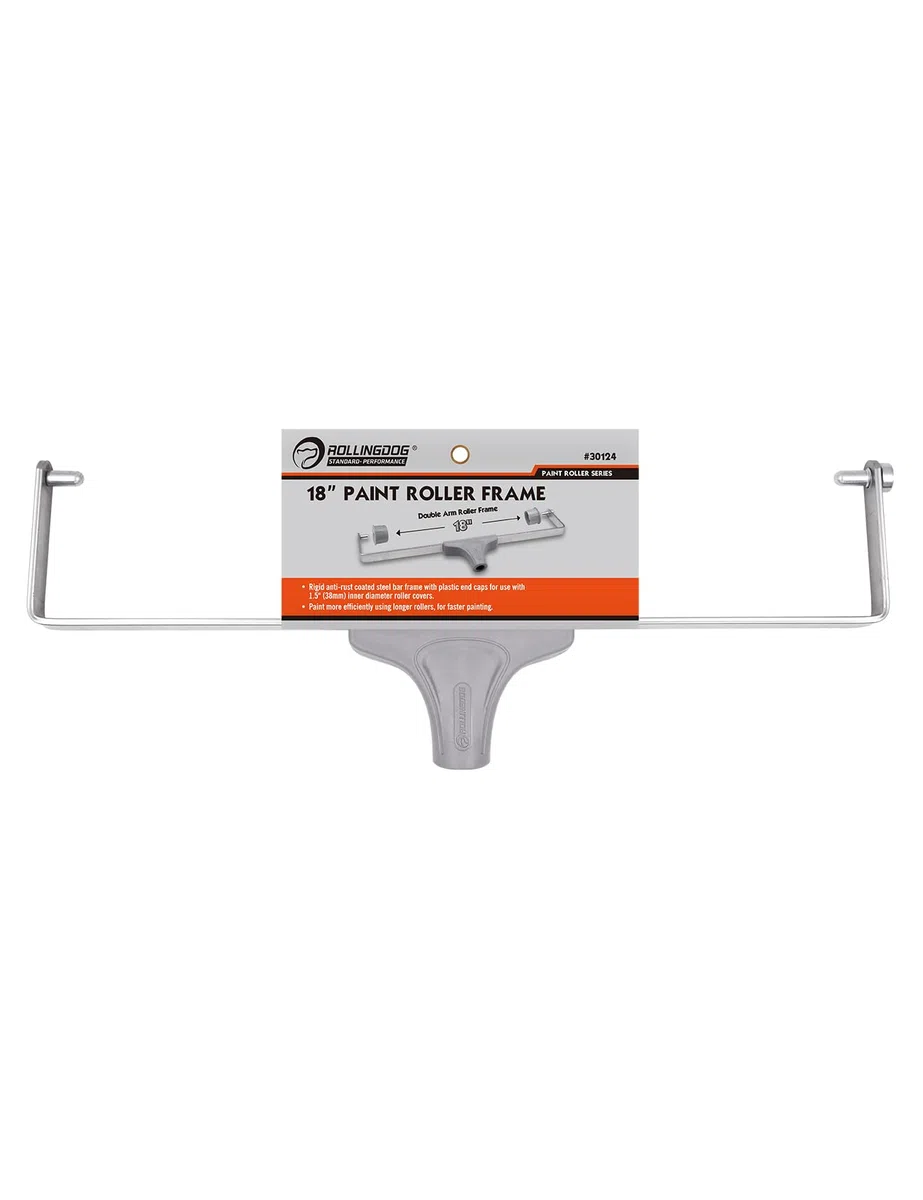 ROLLINGDOG Cadre de rouleau de peinture de 45,7 cm – Comprend des capuchons en plastique pour une utilisation avec des manchons de rouleau de 3,8 cm de diamètre intérieur