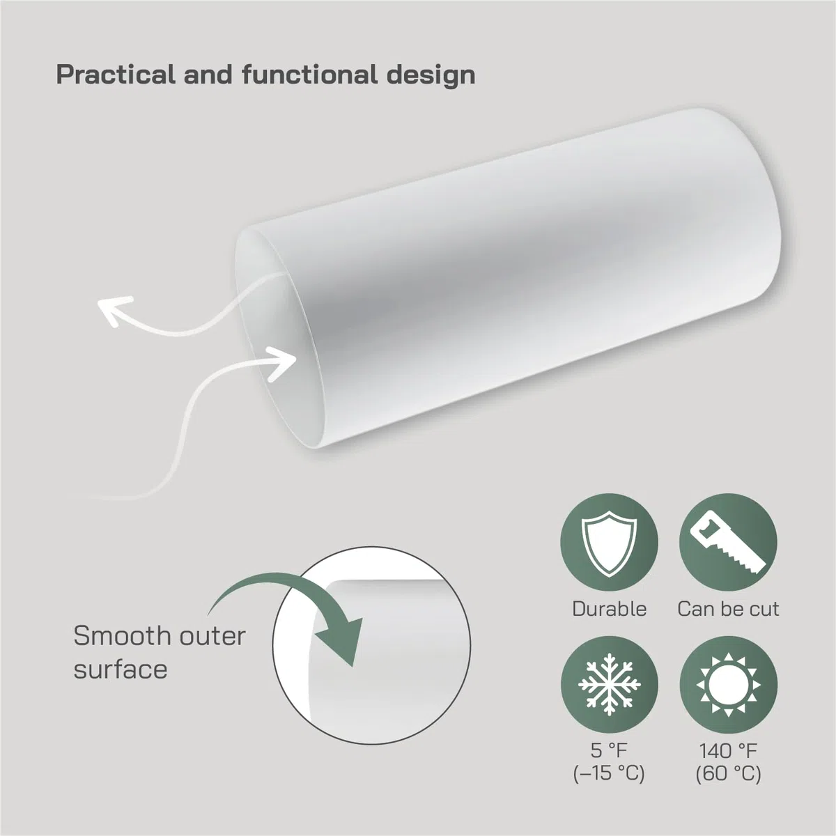 Vent Systems Tuyau de ventilation rond Ø 125 mm – 300 mm de long – pour raccordement de, conduit d'évacuation ou conduit d'alimentation, système de chauffage et de refroidissement par