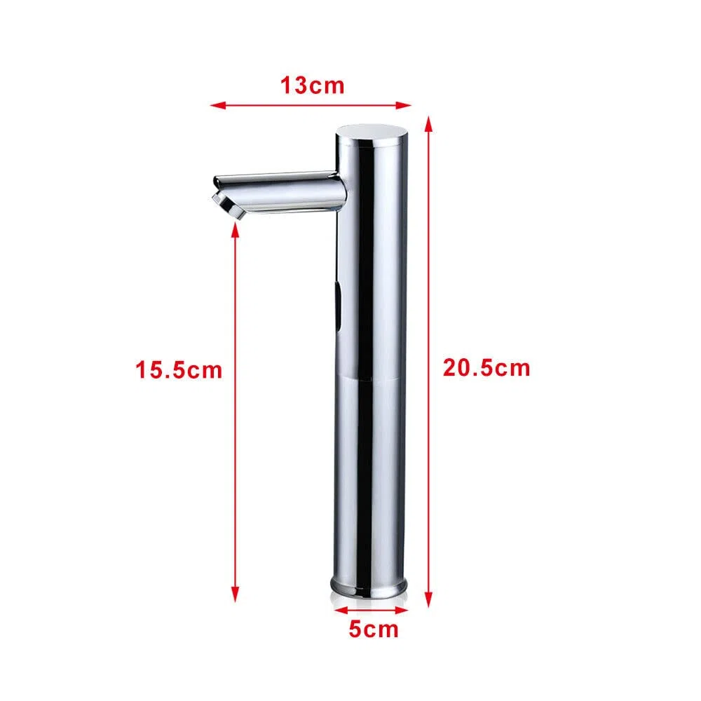 Robinet à capteur infrarouge, mitigeur de lavabo automatique, mitigeur de lavabo, robinet de salle de bain, robinet d'évier sans contact pour salle de bain, toilettes, cuisine, hôtel (20 cm)