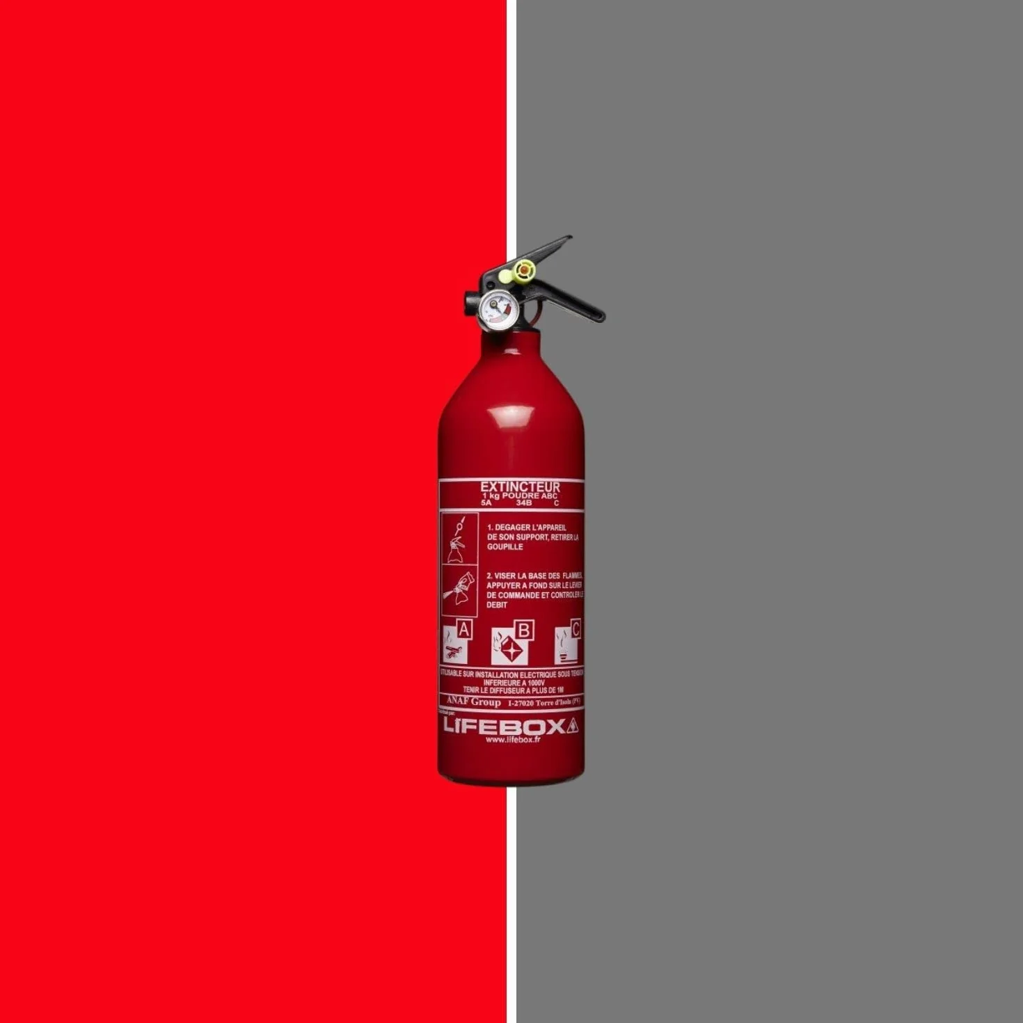 Extincteur 1kg a Poudre avec manomètre Auto Test- ext01