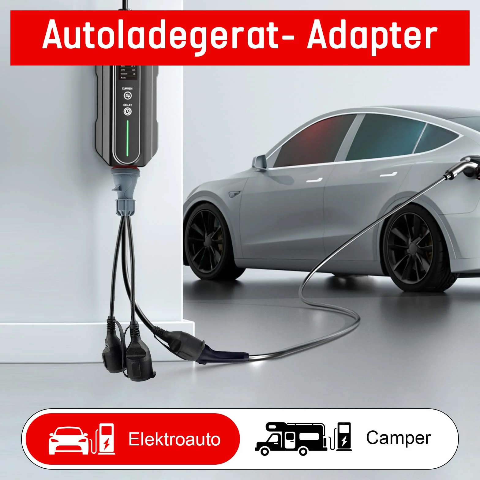 Adaptateur CEE - Répartiteur de courant fort - 400 V - 16 A - Fiche vers 3 x 230 V - Câble d'extension de courant fort - Câble adaptateur CEE de camping avec couvercle rabattable et fiche de contact