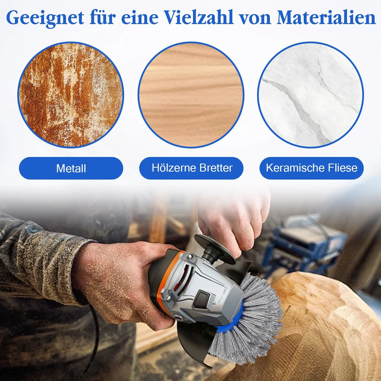 Brosse de ponçage, brosse en nylon grain 46/60/80/120, 150 mm M14 brosse de polissage pour machine à satiner meuleuse d'angle, roue de tréfilage, dérouillage du bois et du métal, polissage, ponçage