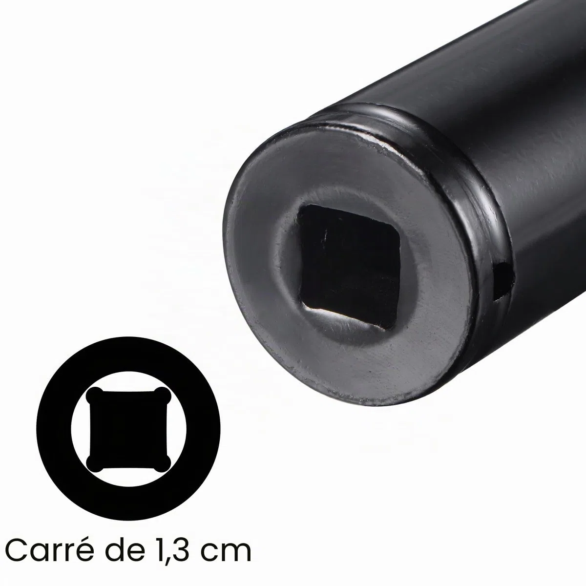 sourcing map Douille Impact 30mm 1/2" Empreinte Profondeur Traité thermiquement douille à choc CR-V Acier 200mm (8") Longueur 6 points Dimensions métriques