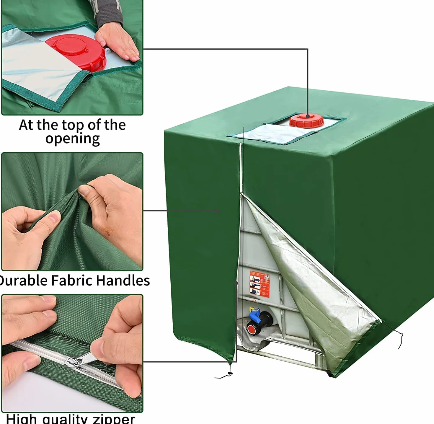 Bache pour Cuve 1000L IBC,Housse de Protection, Anti-UV Anti-poussière Couverture Container Réservoir IBC,Bâche de Protection, éTanche,(120 x 100 x 116 cm)
