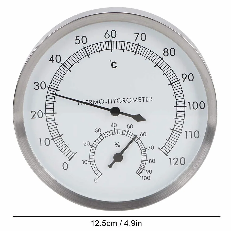 Salle de sauna thermomètre, hammam 2 en 1 en acier inoxydable Salle de sauna Accessoires de salle de sauna Thermomètre Hygromètre Thermo-hygromètre Intérieur pour sauna