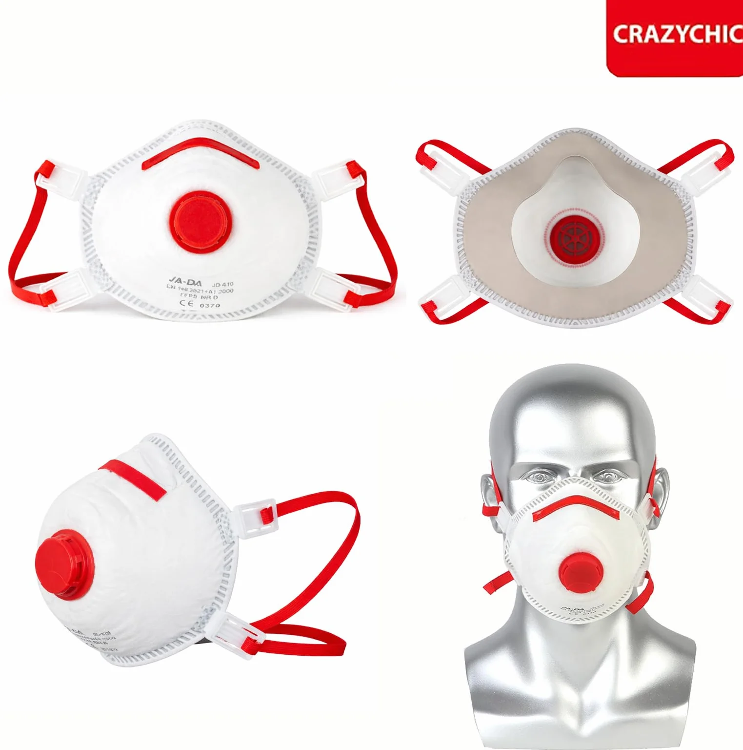 CRAZYCHIC - Masque FFP3 NR D - Masque Coque Anti Poussière avec Valve Norme CE EN149 - Protection Respiratoire Pollution Fumée - Masque Travaux Peinture Chantier Industrie Chimie