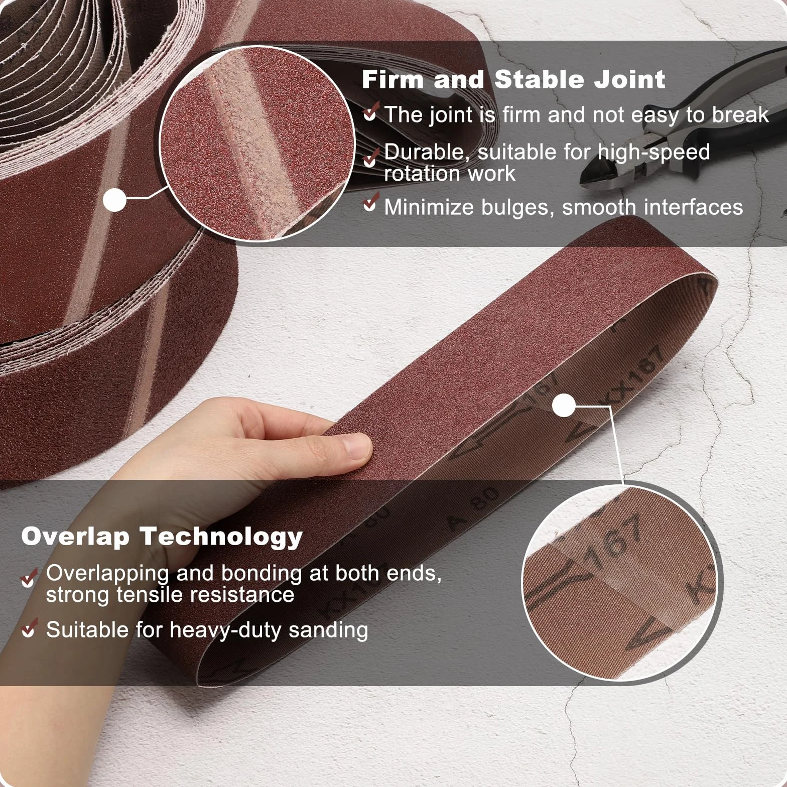 QUARKZMAN 76mm x 533mm Bandes de Ponçage, 12 Pcs 240 Grains Ceinture Abrasive en Oxyde D'Aluminium pour Travail du Bois, Polissage du Métal, Affûteur de Couteaux