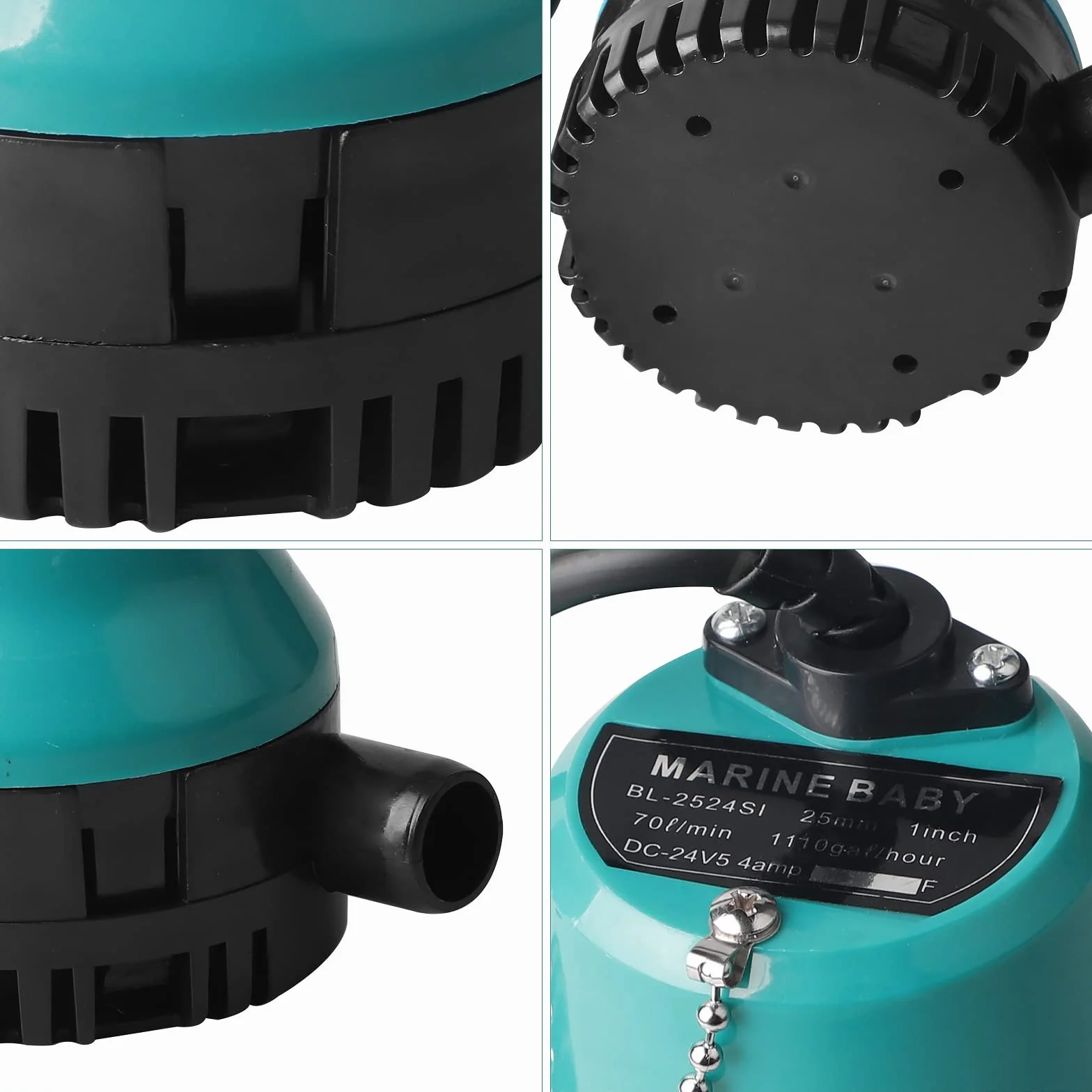 SWAWIS Pompe à Eau Pompe Vide Cave DC 12V 50W 4200L/H Pompe Immergée pour Puit Piscine, Cave, Étang avec Câble de 2,3M Pince