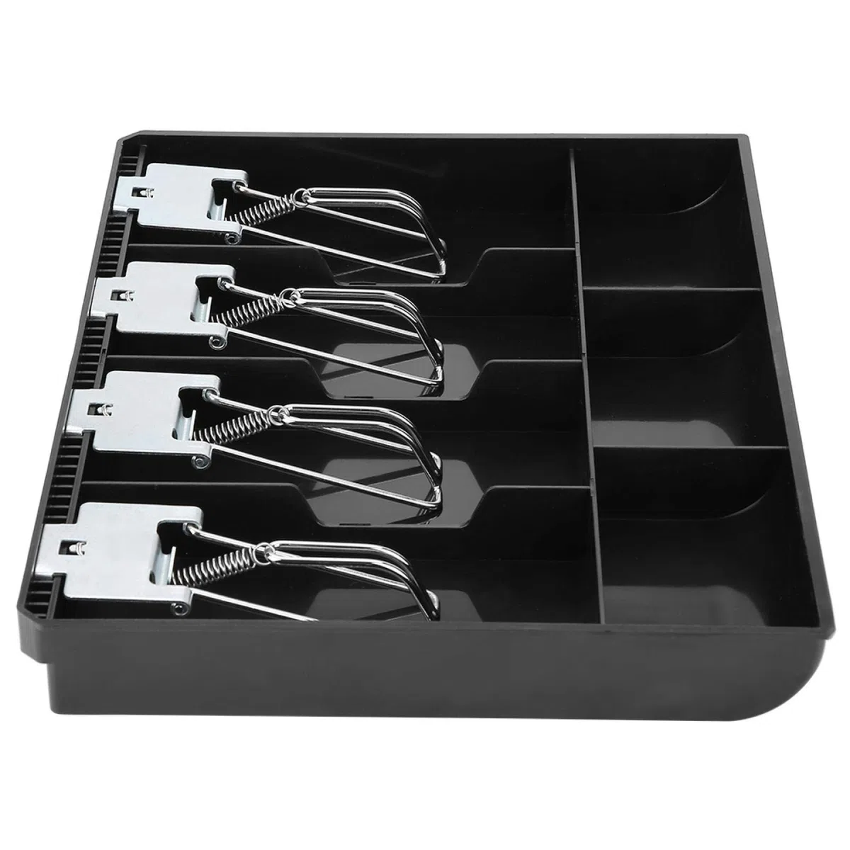 Tiroir Caisse, Plateau de Caisse Enregistreuse, 32,2 * 24,5 * 3,5 cm 7 Grilles Organisateur de Monnaie Avec 4 Billets Et 3 Plateaux à Pièces, Pour Point De Vente, centre commercial (Noir)