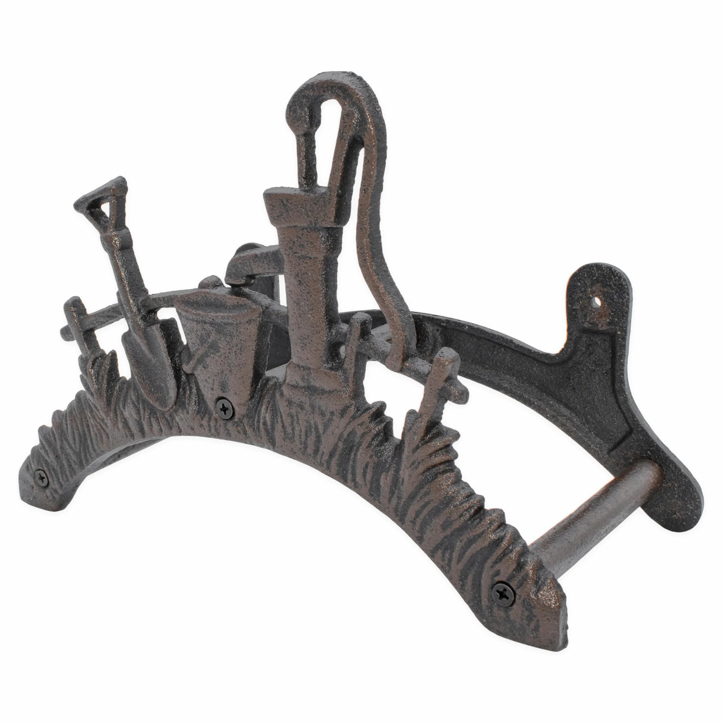 Spetebo Support mural pour tuyau d'arrosage en fonte - 29 x 18,5 x 14 cm - Support mural en métal antique