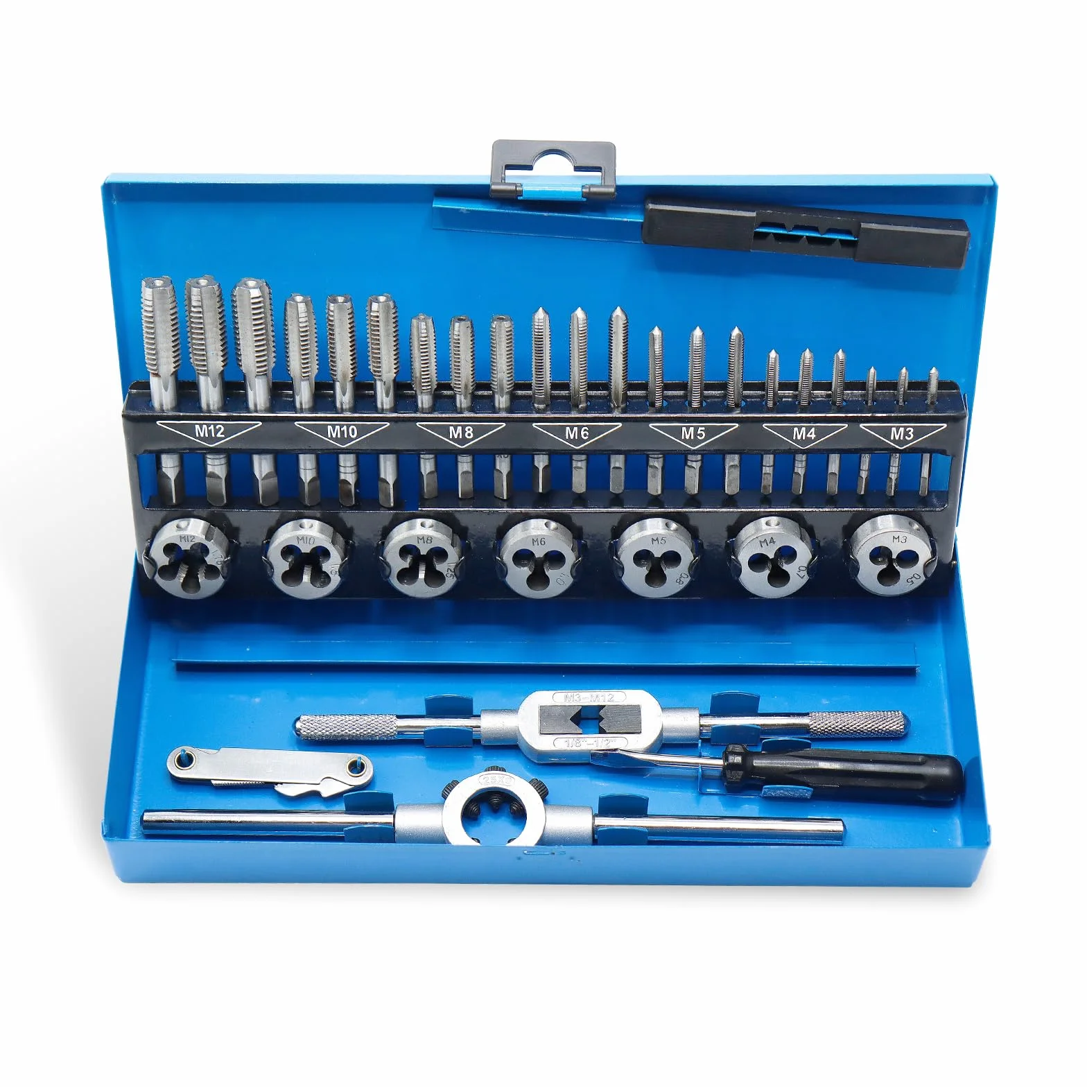 CCLIFE Coffret de Tarauds et Filières,32 pièces Kit de Filetage M3-M12 pour la Création et la Réparation de Filetage Taraudage et Filetage | Taraud et filière, avec taraud