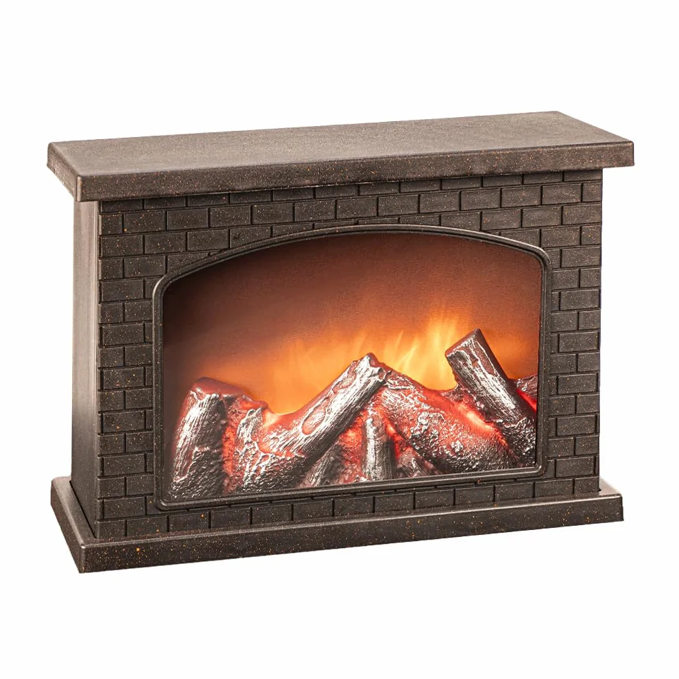Ideen mit Herz Cheminée LED - Cheminée décorative à piles - Sans chauffage - Effet feu / flamme réaliste - 28 x 11,8 x 19,8 cm - Avec fonction minuterie